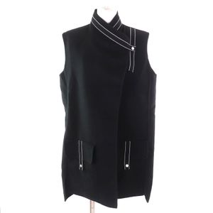 Excellent condition HERMES 100% cashmere gilet with serie buttons, long vest, black and white, size 40, made in Italy, women's