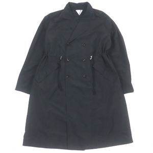 Excellent condition BOTTEGA VENETA 23SS 735905 Technical Nylon Double-Breasted Chesterfield Coat, Black, Size 52, Made in Italy, Men's