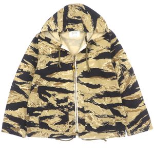 Excellent condition: The REAL McCoy's 8405 Tiger Camouflage Parka, 100% cotton, hooded, zip-up military jacket, beige, size M, made in Japan, authentic, men's.
