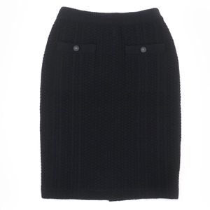 Excellent condition CHANEL 17B P57346K07533 Cashmere Coco Mark Button Knit Tight Skirt, Black, Size 36, with Box, Made in Italy, Authentic, Women's