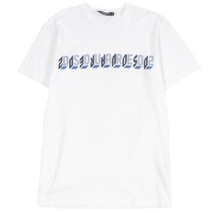 Excellent condition DSQUARED2 2021 S74GD0861 100% cotton crew neck short-sleeve T-shirt with logo print, white, size S, made in Italy, authentic, men's