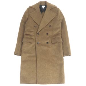 Excellent condition BOTTEGA VENETA 2021 wool and mohair double-breasted Chesterfield coat, Braun 46, authentic, made in Italy, men's
