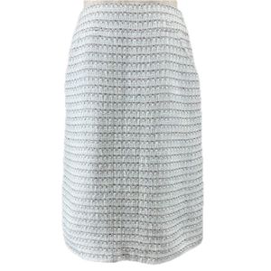 Excellent condition: CHANEL Vintage 05C P24927 Coco Mark Parts Linen Blend Tweed Tight Skirt, Multi, Size 34, Made in France, Authentic, Women's