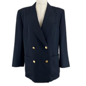 Excellent condition Christian Dior SPORTS vintage CD logo gold button navy double-breasted jacket, dark navy, size M, women's