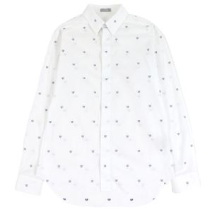 Excellent condition DIOR Homme 013C502A5451 100% cotton Oxford shirt with CD logo print, long sleeves, white, size 40, made in Italy, authentic, men's