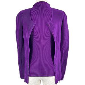 Excellent condition: PLEATS PLEASE Issey Miyake PP21-FK105 long-sleeved ensemble, purple, size 3, made in Japan, authentic, women's.