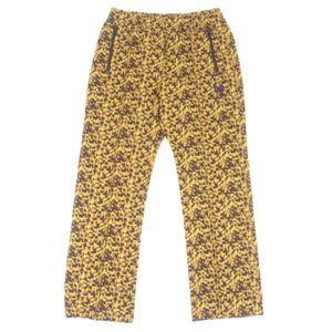 Excellent condition Needles NS243 Leopard Print Animal Jacquard Track Pants with Embroidered Logo, Yellow, Size M, Authentic, Made in Japan, Men's