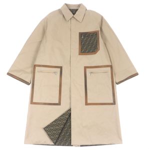 Unused ▼ FENDI 2023 FF0741 FF Logo Zucca Pattern Leather Reversible Trench Coat Beige Size 50 Made in Italy Authentic Men's