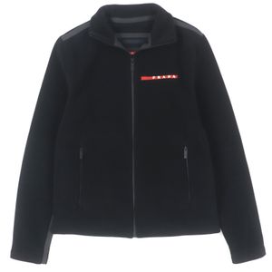Excellent condition: PRADA 21AW LINEA ROSSA Heat-Seal Tape Technical Fabric Zip-Up Fleece Jacket, Black, Size S, Authentic, Men's