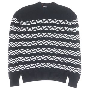 Unused Loro Piana Silk and Cotton Long Sleeve Knit Sweater by Hiroshi Fujiwara, Striped, Black, Size Small, Authentic, Made in Italy, Men's