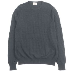 Excellent condition HERMES 100% cashmere H-pattern knit long-sleeve sweater, charcoal, XL, made in Italy, authentic, men's