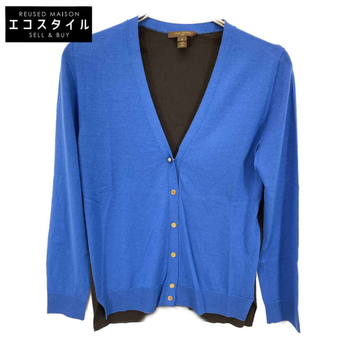 Louis Vuitton Blue and Black Cashmere Blend Cardigan, Size Small