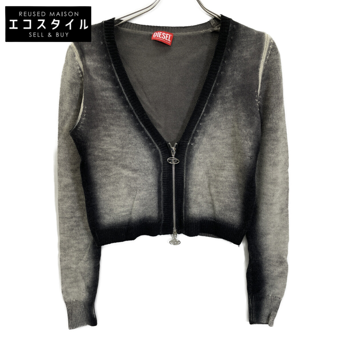 Diesel A11152 Black x Gray M-ARIKA-A Cropped Cardigan M | 日本二手