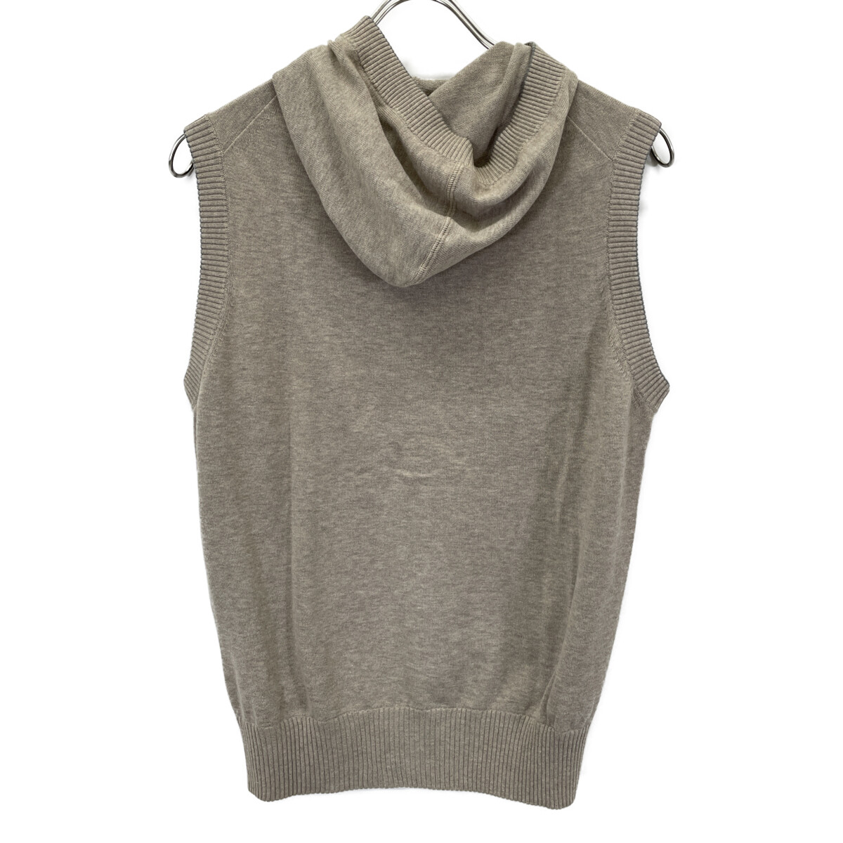 Brunello Cucinelli DE92360 Beige Cotton Hoodie Button Vest, Size