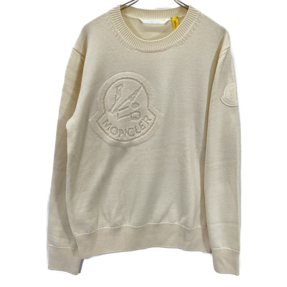 Moncler 21 Off-White Decalogo GIROCOLLO Knit Sweater, Size L