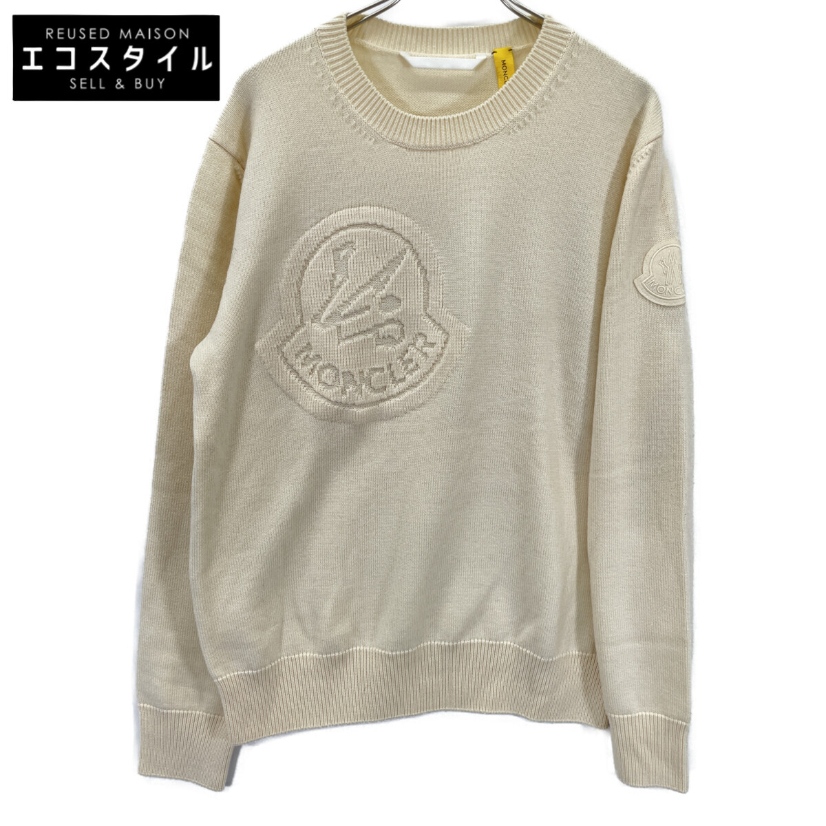 MONCLER　ロゴニット【がーどまん愛用】 Moncler 21 Off-White Decalogo GIROCOLLO Knit Sweater, Size L
