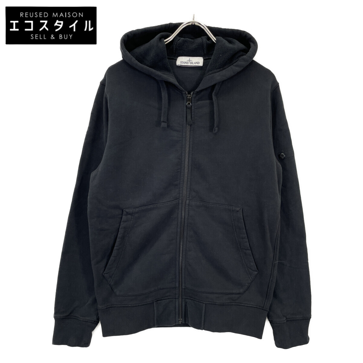 Stone Island Black Zip-Up Parka, Size M, 751564220 | 日本二手精品