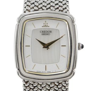 セイコー SEIKO クレドール 腕時計 5A70-3C30 ステンレススチール 日本製 クオーツ アナログ表示 シルバー文字盤 CREDOR レディース【中古】