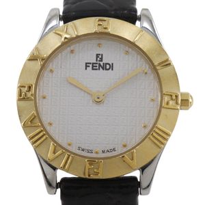 フェンディ FENDI 腕時計 2000L 金メッキ×ステンレススチール クオーツ アナログ表示 白文字盤 レディース【中古】