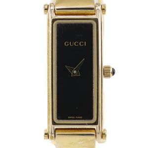 グッチ GUCCI 腕時計 1500L 金メッキ ゴールド クオーツ アナログ表示 黒文字盤 レディース【中古】
