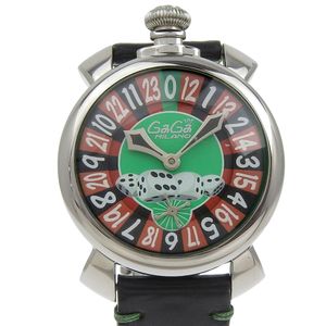 ガガ・ミラノ Gaga Milano マヌアーレ48 腕時計 ラスベガス ステンレススチール×レザー 手巻き アナログ表示 Manure 48 メンズ【中古】