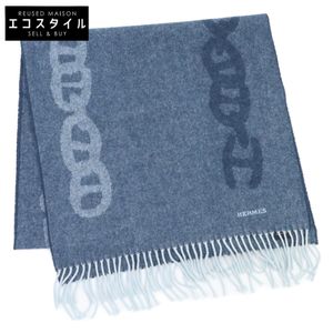 Hermes logo embroidered crazy chain cashmere fringe