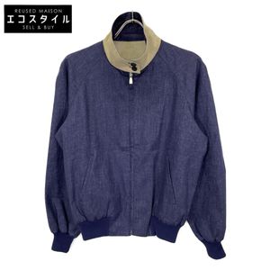Loro Piana Storm System Navy x Beige Linen 100% Reversible Swing Top Blouson Size 44