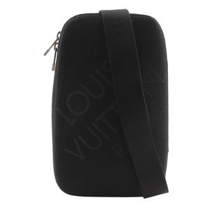 二手LOUIS VUITTONMage肩背包/斜挎包，Damier Geant帆布材质，黑色，双拉链，斜挎款式。男士款。