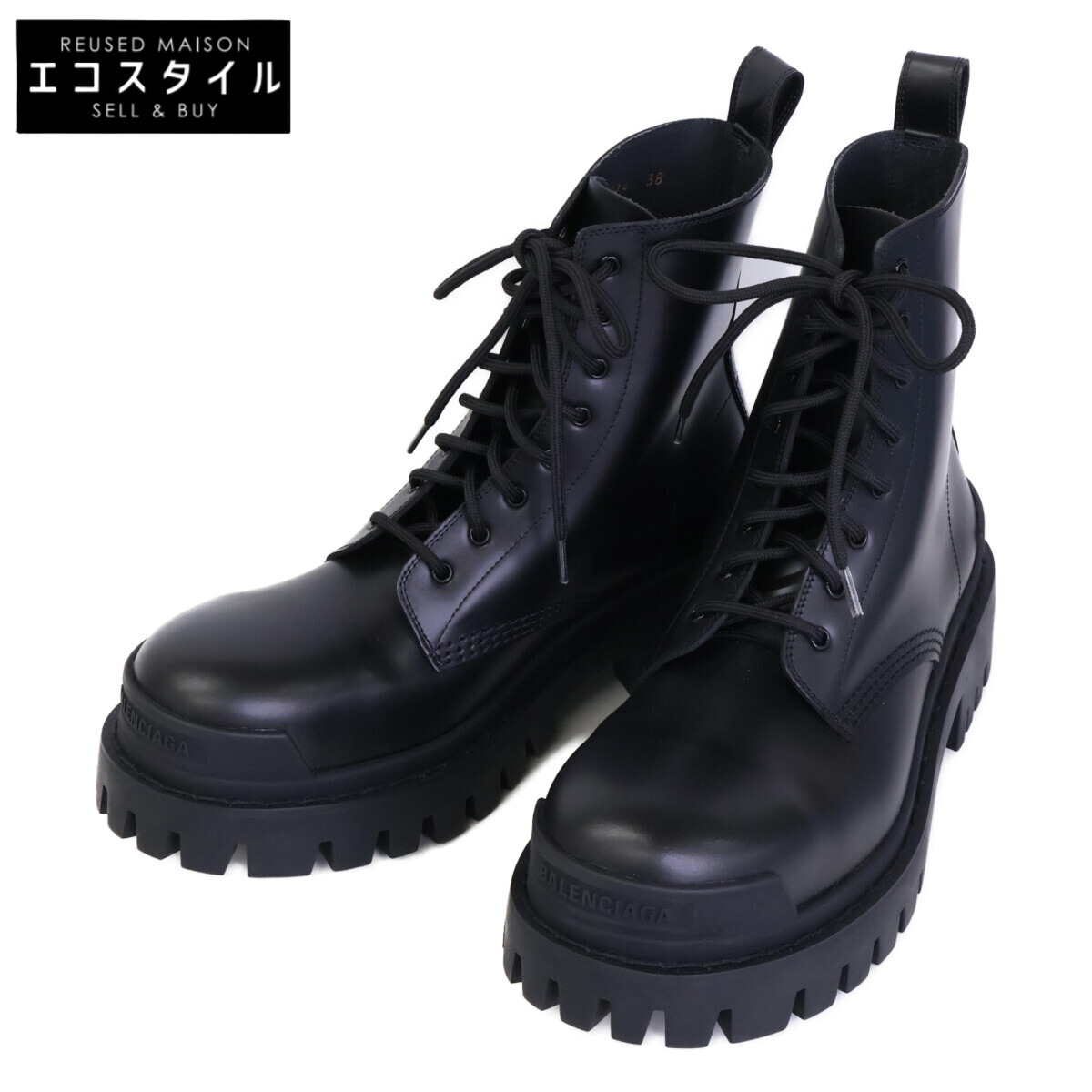 バレンシアガ 新品同様 590974 STRIKE LACE-UP レースアップブーツ 38
