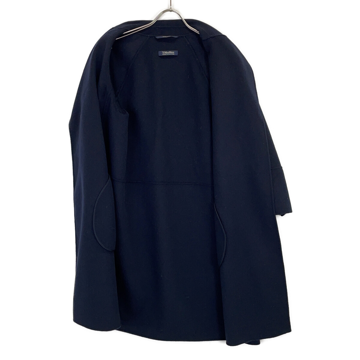 S max Mara [Cucito A Mano] Navy Pure Wool Wrap Coat, Size 36