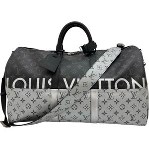 LOUIS VUITTON/루이비통 M43817 이클립스 스플릿 키폴·밴드 리에르 50 보스턴 백 PVC 코팅 캔버스 블랙＆실버/실버 쇠장식 맨즈[중고]
