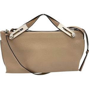 LOEWE/로에베 미시 2 WAY 가방 핸드백 ブラウン/실버 쇠장식 레이디스 【중고】