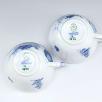 Pre-owned Royal Copenhagen Blue flower Curve tableware cup and saucer x 2