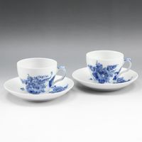 Pre-owned Royal Copenhagen Blue flower Curve tableware cup and saucer x 2