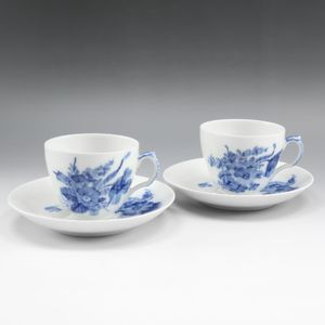 Pre-owned Royal Copenhagen Blue Flower Curve tableware cup and saucer x 2 Blue Flower Curve