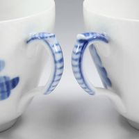 二手皇家哥本哈根藍色花卉曲線餐具，杯碟套裝 x 2 藍色花卉曲線