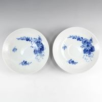 二手皇家哥本哈根藍色花卉曲線餐具，杯碟套裝 x 2 藍色花卉曲線