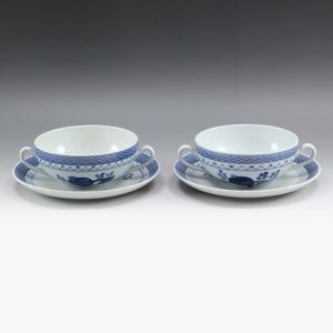 Pre-owned Royal Copenhagen Faience Trunk Weber soup cup and saucer (2 pieces)