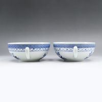 二手皇家哥本哈根陶器行李箱韋伯湯杯和碟子（2 件）