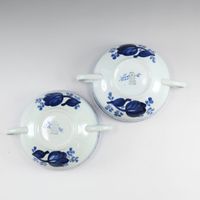 二手皇家哥本哈根陶器行李箱韋伯湯杯和碟子（2 件）