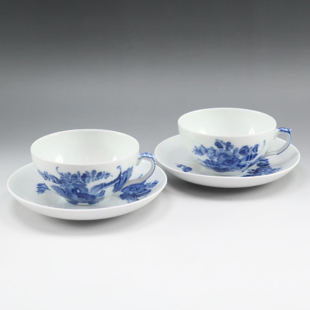 Pre-owned Royal Copenhagen Blue Flower Curve tableware cup and saucer x 2 Blue Flower Curve