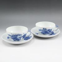 Pre-owned Royal Copenhagen Blue Flower Curve tableware cup and saucer x 2 Blue Flower Curve