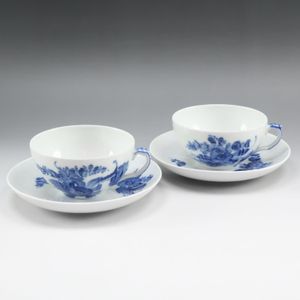 Pre-owned Royal Copenhagen Blue Flower Curve tableware cup and saucer x 2 Blue Flower Curve