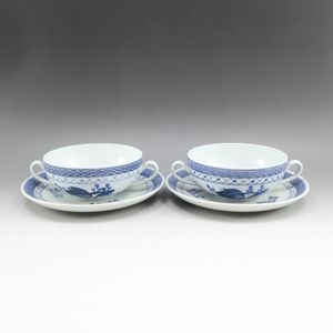 Pre-owned Royal Copenhagen Faience Trunk Weber soup cup and saucer (2 pieces)