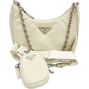 PRADA/프라다 1 BH204 Re-Edition 2005 숄더백 레더/(나파 레더) 화이트/실버 쇠장식 레이디스[중고]