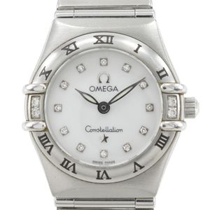 オメガ OMEGA コンステレーション ミニ 腕時計 cal.1456 1567.76 ステンレススチール×ダイヤモンド 1998年 クオーツ アナログ表示 ホワイト文字盤 Constellation Mini レディース【中古】