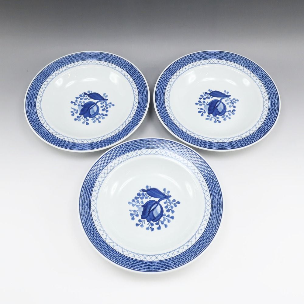 로얄 코펜하겐 Royal Copenhagen 파이언스 트렁크 웨버 식기 딥 Plate ×3 Faience Trunk Weber _【중고】