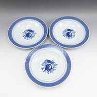 로얄 코펜하겐 Royal Copenhagen 파이언스 트렁크 웨버 식기 딥 Plate ×3 Faience Trunk Weber _【중고】