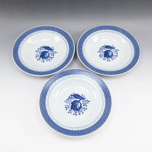 Pre-owned Royal Copenhagen Faience Trunk Weber Deep Plate x 3