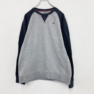 Used RUSSELL sweatshirt with raglan sleeves, V-neck, gray, size M